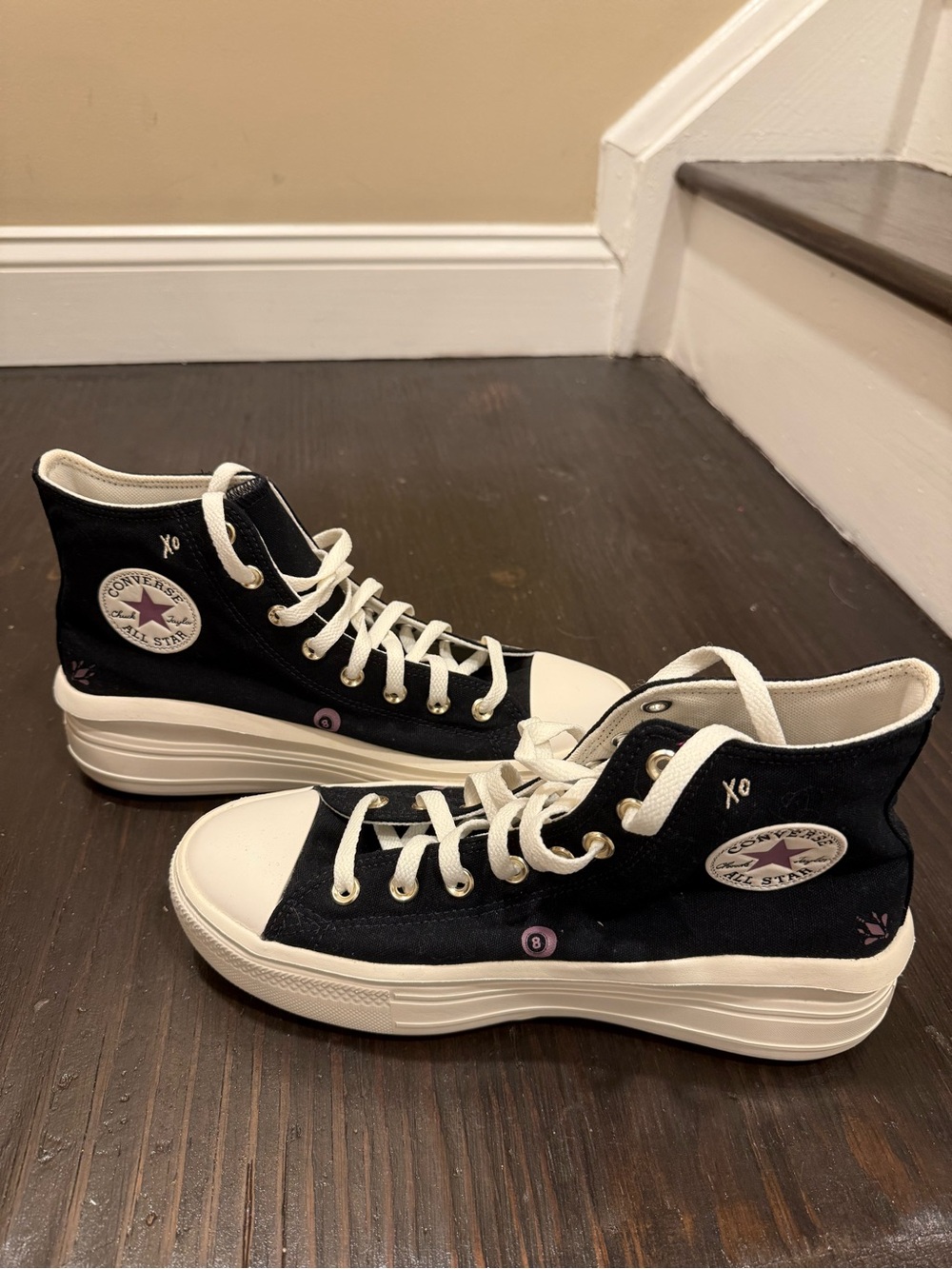 Converse Black High-Top Platform Sneakers with White Accents